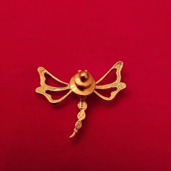 Avon Vintage Signed Gold Plated Crystal Brooch Pin - Picture 2 of 3